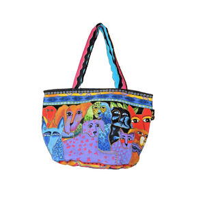 Laurel Burch Weekender‎ Bag Used Dogs Art Oversize Duffle Bag Colorful
